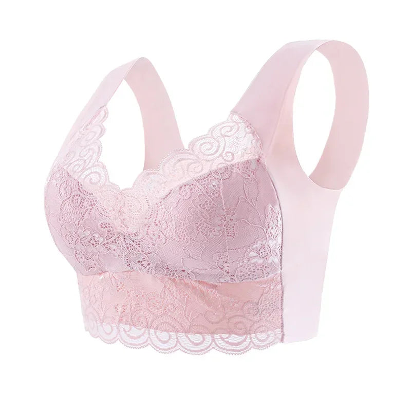 Ice Silk Seamless Lace Bra Top — No Steel Ring Comfortable Support Underwear, Large Size Sleep Bra Vest Bralette