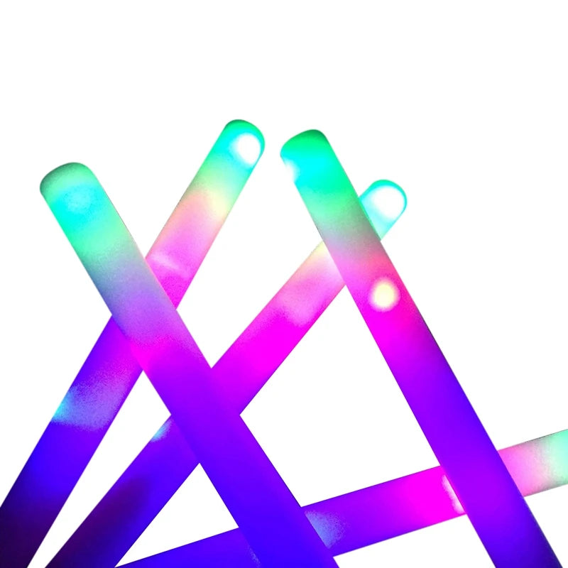 30 Pcs LED Foam Glow Sticks – White Light Flashing Cheer Batons for Wedding & Party Supplies, Glow in the Dark