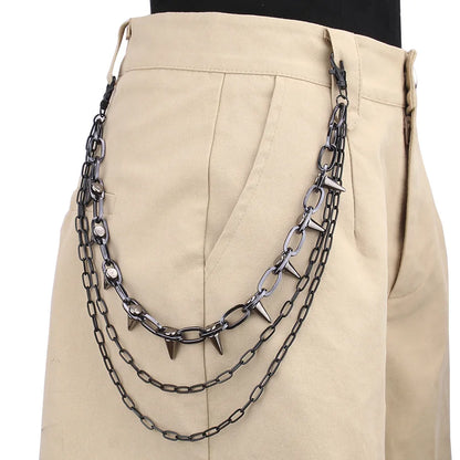 Hip-Hop Punk Rock Metal Waist Chain – Unisex Keychain & Wallet Chain for Jeans & Trousers