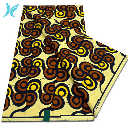 Classic African Wax Fabric - 100% Cotton Soft Ankara Pagne for Women's Dresses