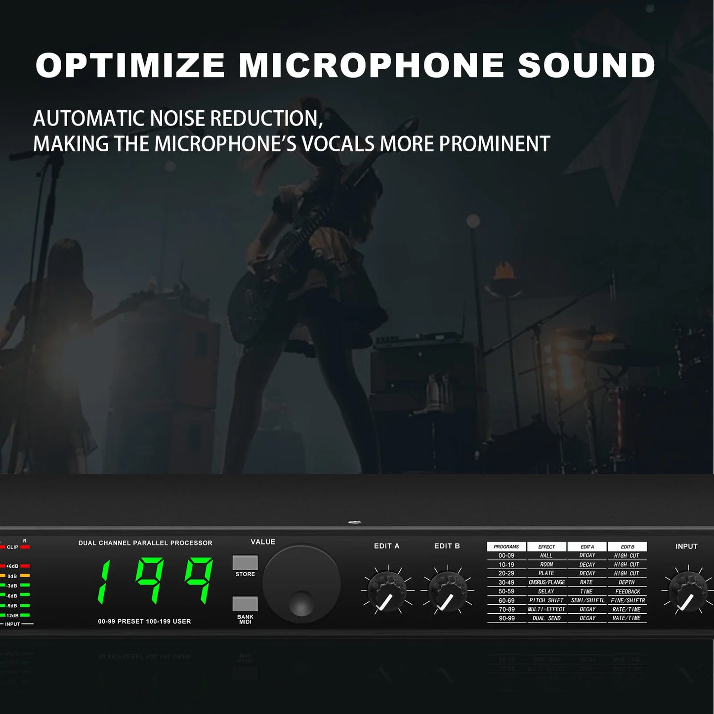 Professional Digital Reverberation DSP Processor - Multi-Effect Audio Equalizer for Enhanced Sound