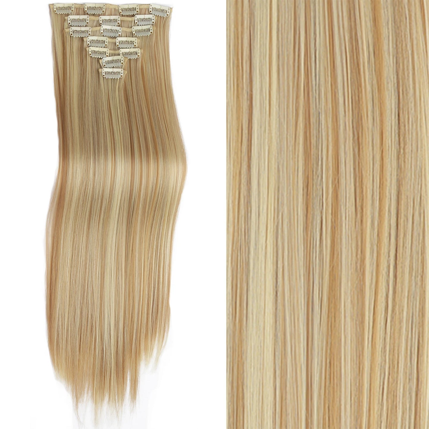 Women’s 7Pcs Hair Extensions with 16 Clips – Natural Black Straight Ombre Hairpiece