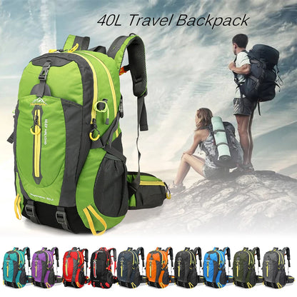 40L Water-Resistant Travel Backpack — Camping, Hiking, Trekking & Climbing Daypack with Laptop Compartment for Men & Women