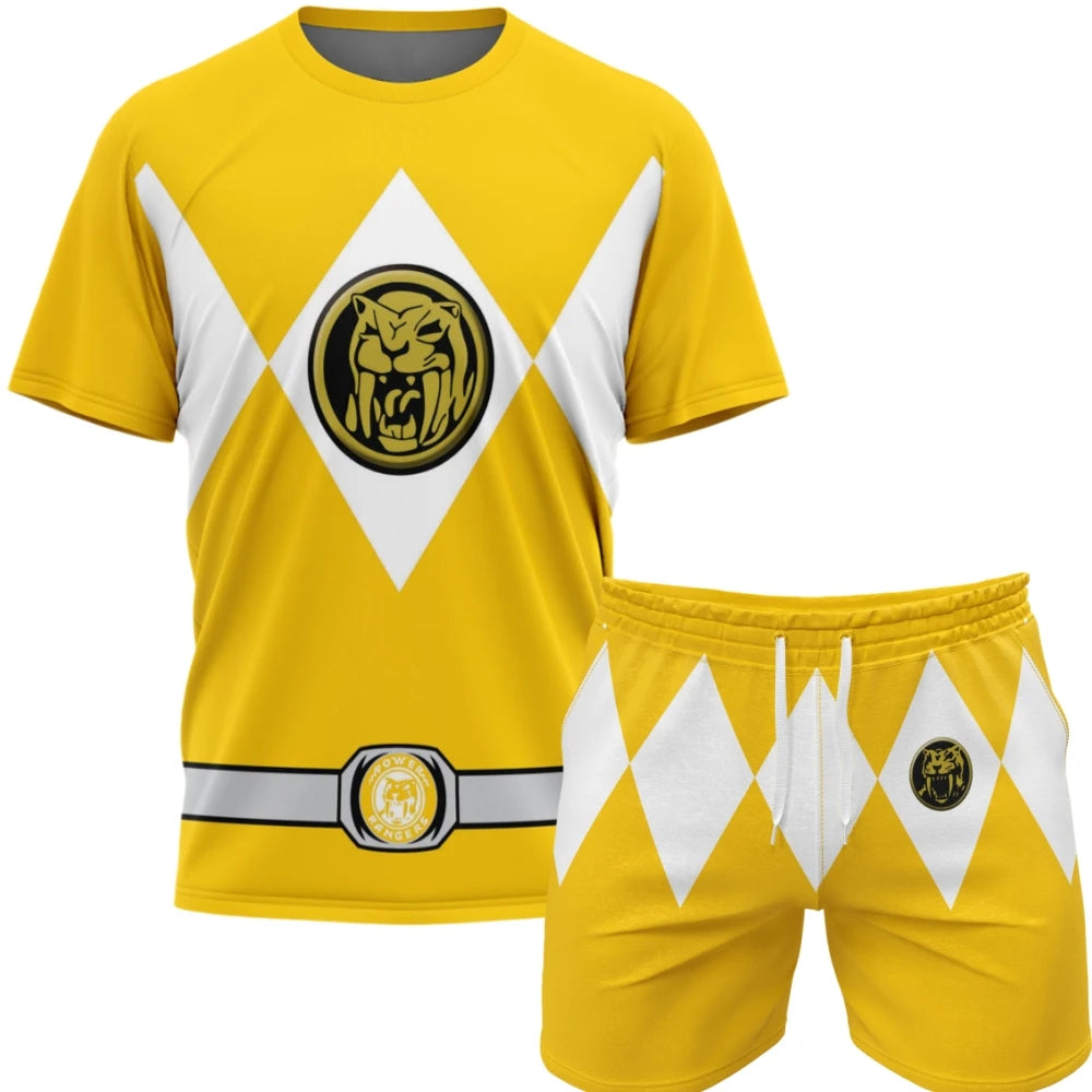 2026 Power Rangers Oversized Sportswear Set - Breathable Quick-Dry Tee & Shorts for Men & Women