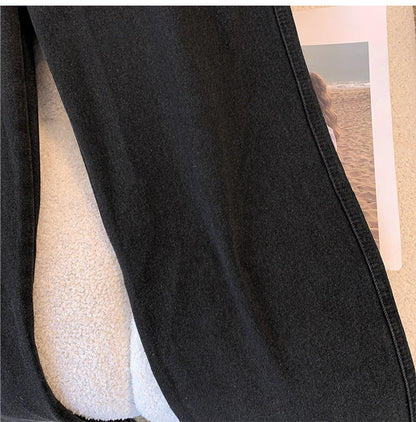 Plus Size Women’s Casual Jeans – Classic Black & Blue Washed Denim for Spring & Autumn, Comfortable & Versatile