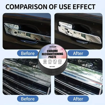 Automotive Chrome Repair Paste – Oxidized Chrome Trim & Badge Restorer with Application Sponge