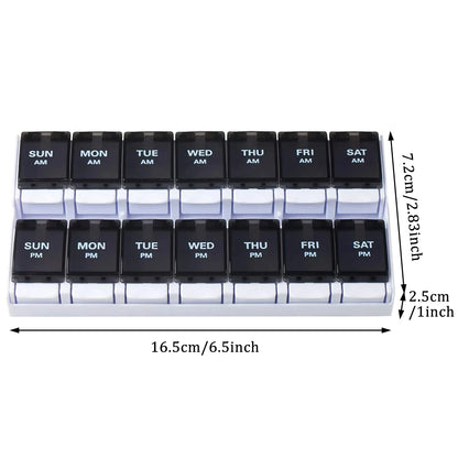 7/14/28-Day Pill Organizer – Weekly & Monthly Medicine Box with Tablet Storage, Splitter & Container Case