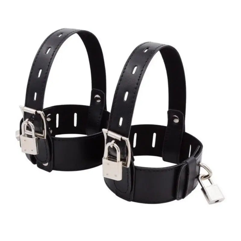 2PCS Punk Gothic Ankle Belt Harness - Adjustable Black Lock Strap for Cosplay Costumes & Fashion Accessories