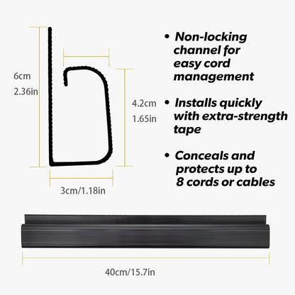 White Channel Desk Cable Organizer – No-Drill Under Desk Cable Management Tray & Protector