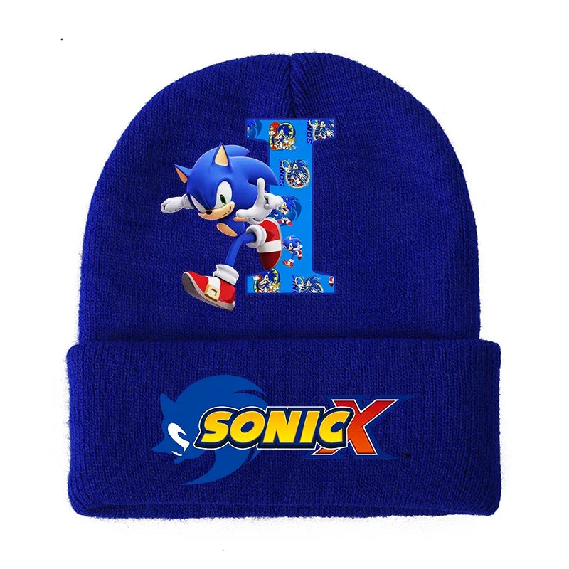 Sonic Cartoon Kids Knitted Hat – Cotton Winter Woolen Cap for Boys & Girls, Cute Anime Headgear Gift