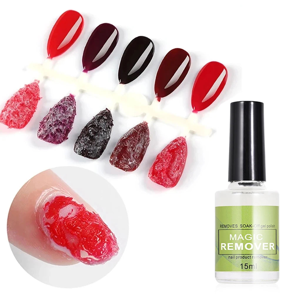 15ML Magic Nail Gel Remover — Fast-Acting UV & Semi-Permanent Polish Remover, Soak-Off Varnish Cleaner for Nail Art