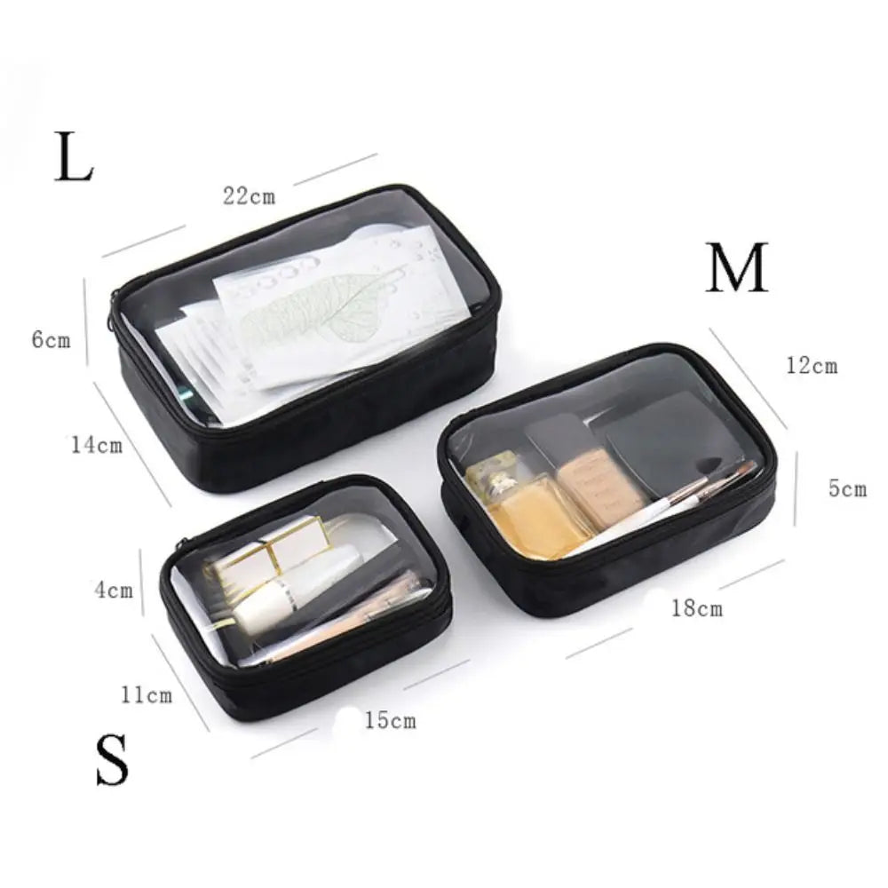 Transparent Travel Cosmetic Bag - Waterproof Zipper Makeup & Toiletry Organizer Case