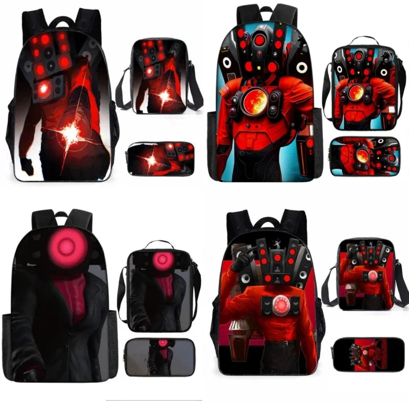 Skibidi Toilet School Backpack for Kids - Primary and Secondary Students Shoulder Bag with Pencil Case