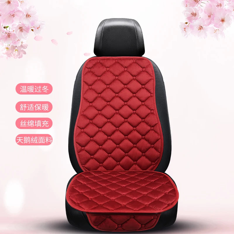 Thick Plush Car Seat Cushion Set - Warm Anti-Slip Three-Piece Winter Seat Covers