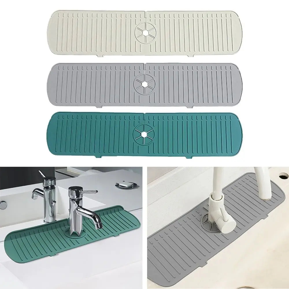 Silicone Faucet Mat – Water Ripples Design, Large Sink Splash Pad & Countertop Protector for Bathroom
