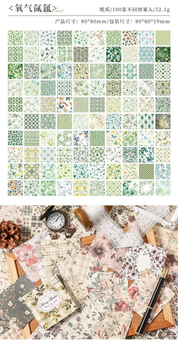 100 Pcs Vintage Multi-Style Writing Paper - Retro Stationery for Scrapbooking, Junk Journals & DIY Crafts