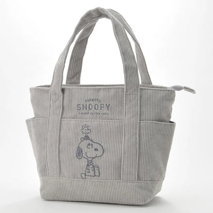Disney Snoopy Corduroy Tote Bag – Cute Large Capacity Handbag with Zipper, Casual Shoulder Bag for Students