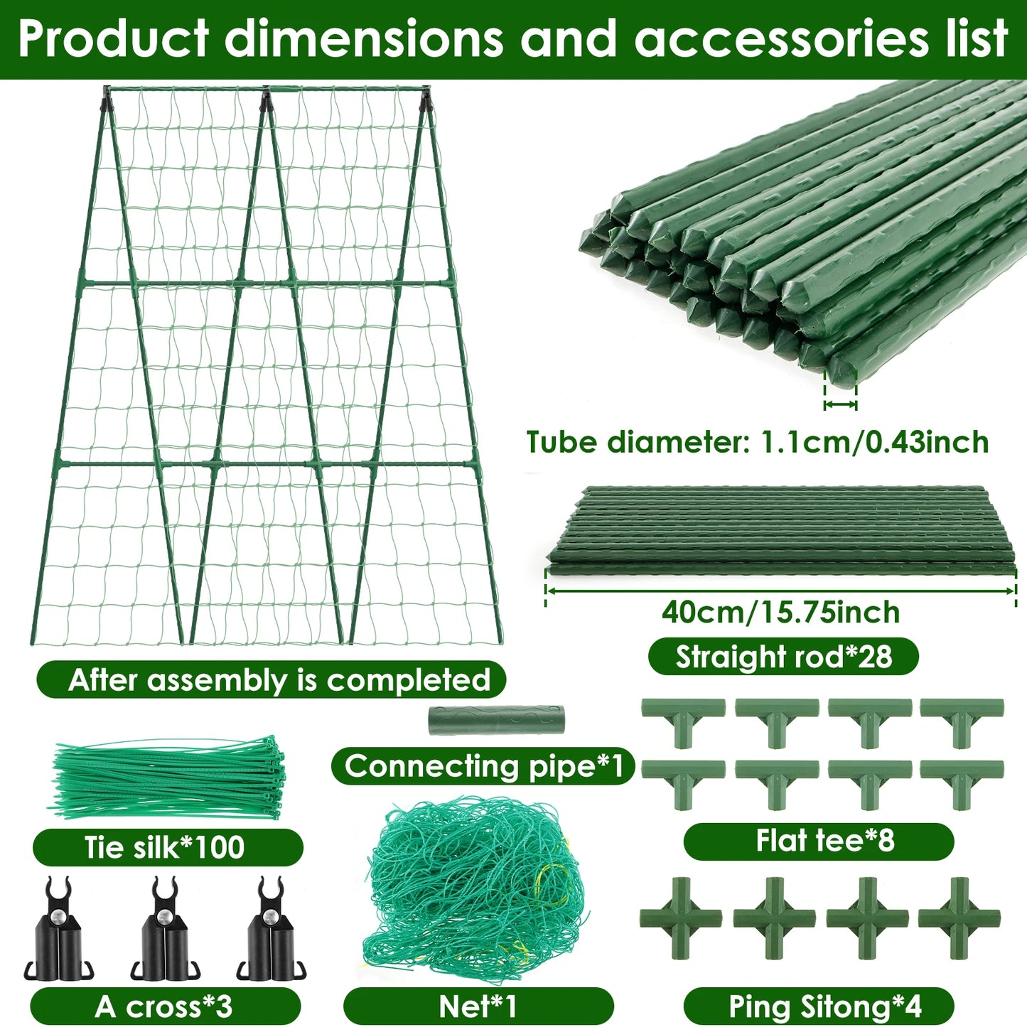 A-Frame Garden Trellis for Cucumbers & Tomatoes – Detachable Climbing Plant Support Frame