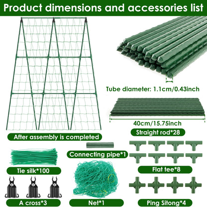 A-Frame Garden Trellis for Cucumbers & Tomatoes – Detachable Climbing Plant Support Frame