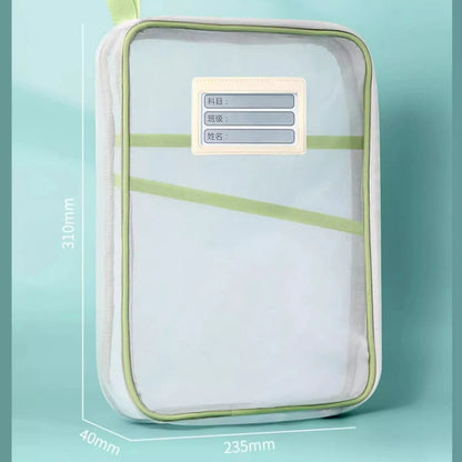 A4 Double Layer Mesh Zipper Storage Bag – Large Capacity Stationery Organizer Folder for School and Office Supplies