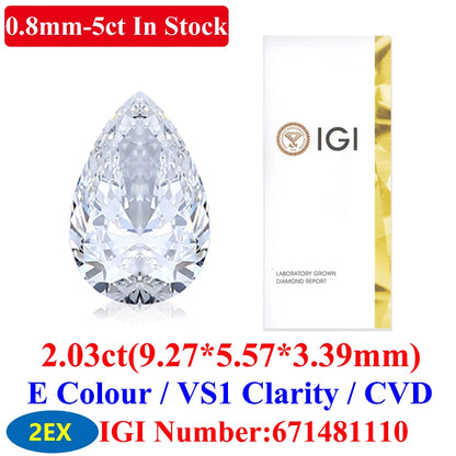 0.1–5CT Super White Lab-Grown Diamond Loose — IGI/GIA Certified, HPHT & CVD, DEFG VVS-SI, Diamond Tester Approved for Wedding Jewelry