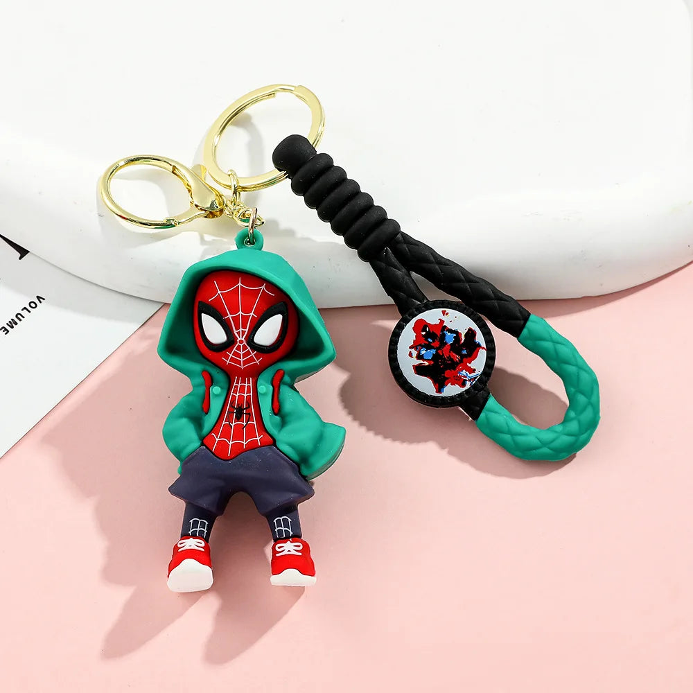 Marvel Spider-Man Action Figure Keychain — Cute Avengers Doll Widget with Iron Man & Captain America for Birthday Gifts