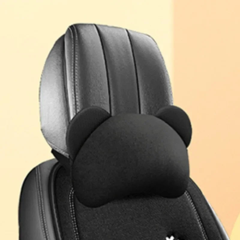 Universal Cartoon Bear Linen Car Seat Cushion - Cute, Breathable, Anti-Slip Seat Protector for Women and Everyday Driving