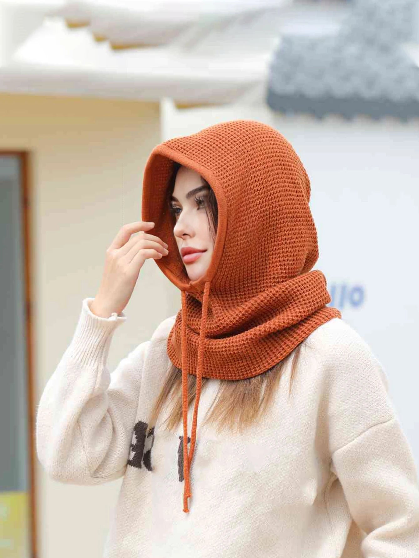 Women’s Winter Beanie Hat with Knit Balaclava – Neck Warmer & Ski Snow Scarf
