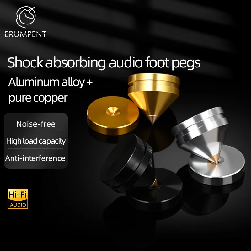 ERUMPENT 4PCS HiFi Speaker Stand Spikes – Shock-Absorbing Pads for Amplifiers, Audio Equipment & CD Players