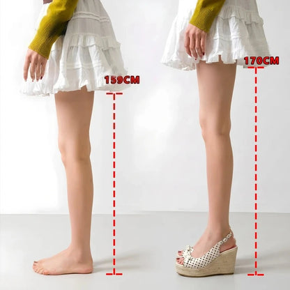 Women’s Wedge Platform Sandals - Grass Weave Bowknot High Heels for Summer Parties