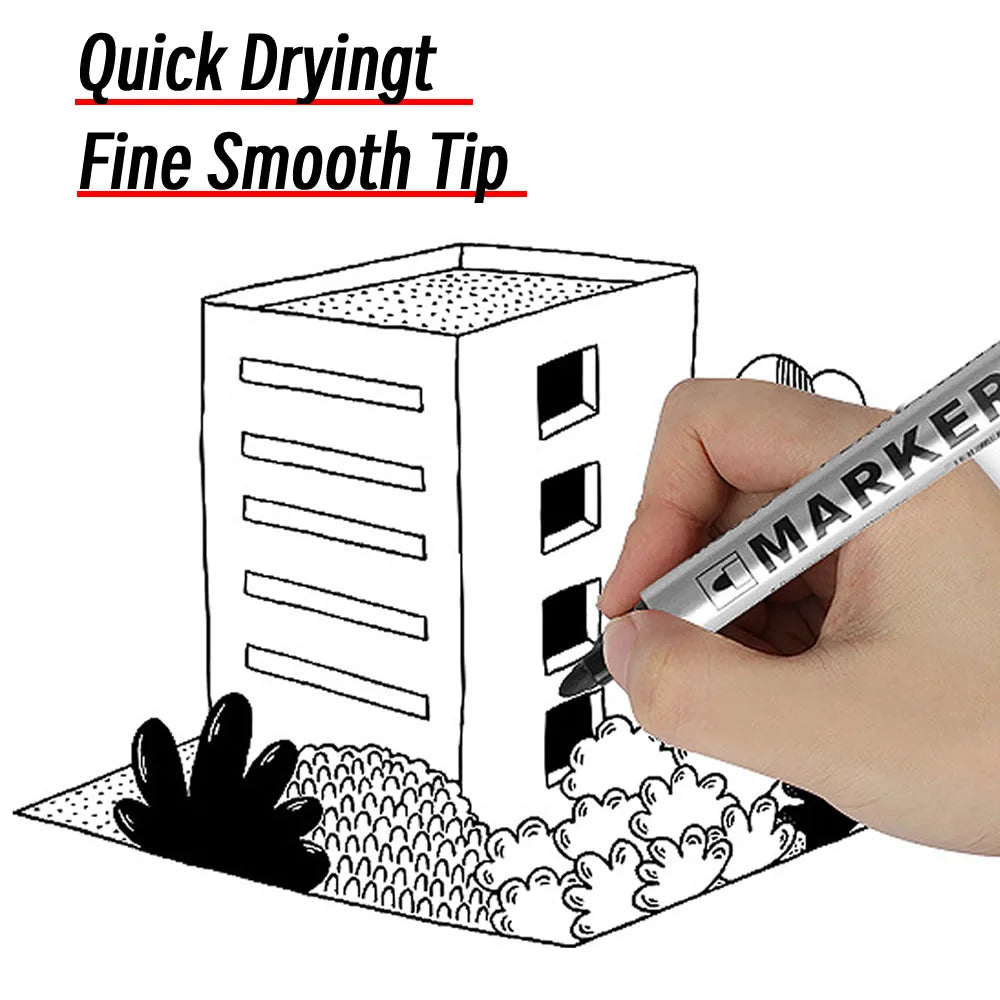 Permanent Waterproof Paint Marker Pen – Quick-Dry Black Ink for Tires, Oily Surfaces & Signature Writing Stationery Tool