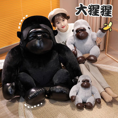 35/50/65cm Big Black Gorilla Plush Toy – Cute Stuffed King Kong Monkey for Birthday Gifts