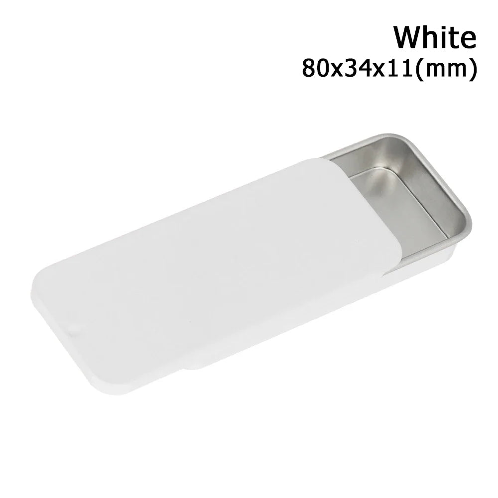 Metal Rectangular Mini Tin Box – Hinged Push-Top Candy, Pill & Small Storage Container