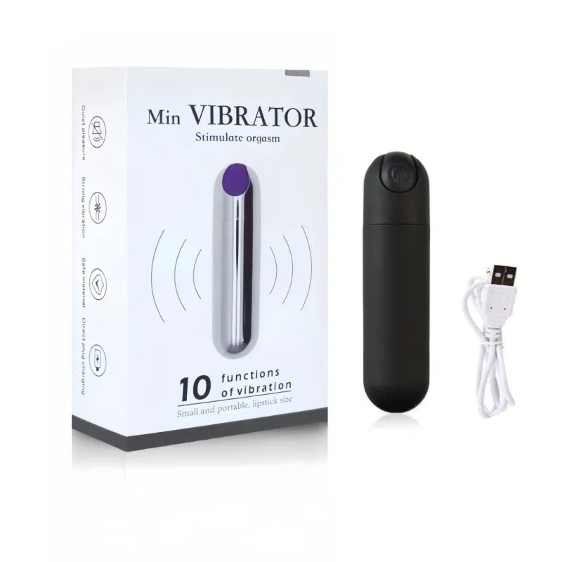 USB Rechargeable Mini Bullet Vibrator - 10 Speed Clitoral & G Spot Massage Stimulator for Women