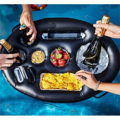 Summer Sea Inflatable Bucket Cup Holder - Pool Beach Swimming Party Float with Beer Drink Tray, Cooler Table Toy Accessories