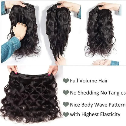 38 40 Inch Loose Body Wave Brazilian Hair Bundles – 1/3/4 PCS Water Wave Raw Human Hair Extensions, Black