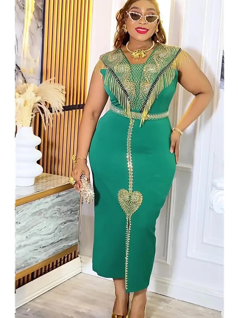 Plus Size African Party Dress - Elegant Dashiki Ankara Wedding Evening Gown
