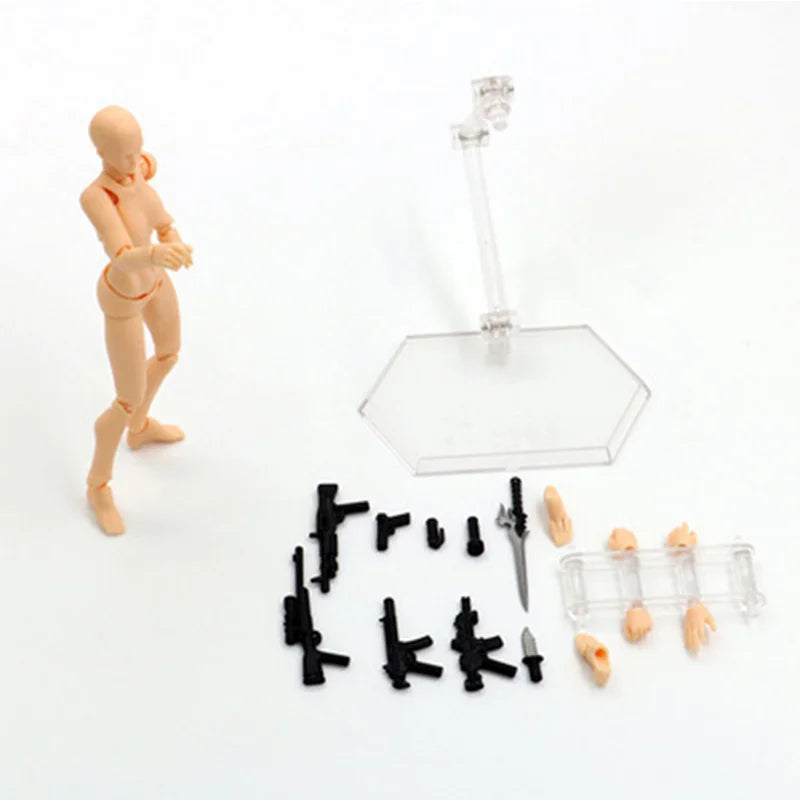 13cm Wooden Art Mannequin Figure – Male & Female Movable Body Drawing Model for Sketching, Painting & Anime Pose Reference