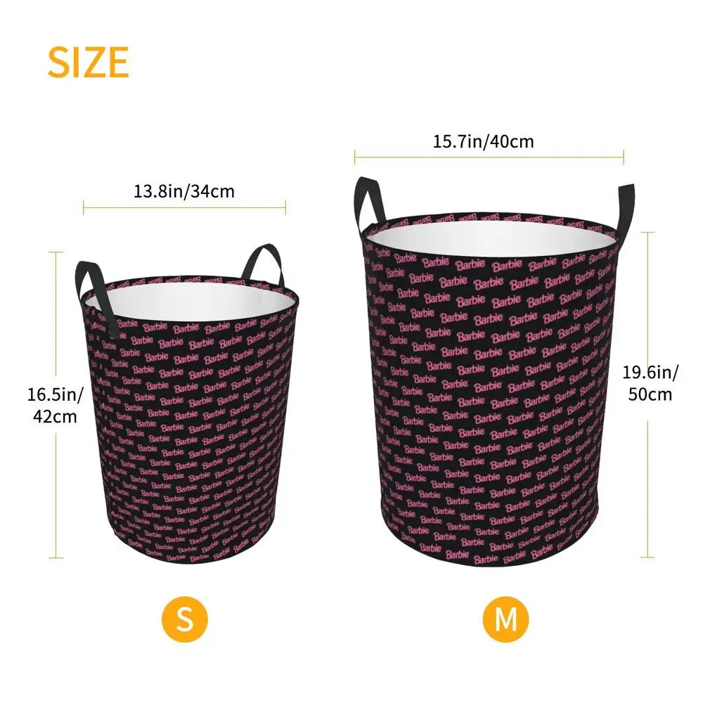 Custom Barbie Logo Laundry Basket – Collapsible Large Capacity Clothes Storage Bin, Disney Baby Hamper