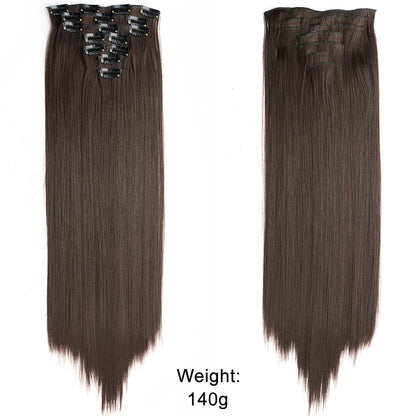 Women’s 7Pcs Hair Extensions with 16 Clips – Natural Black Straight Ombre Hairpiece