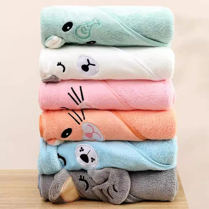 Cute Baby Bath Towel – Soft, Absorbent Newborn Swaddle Wrap Blanket for Girls & Boys