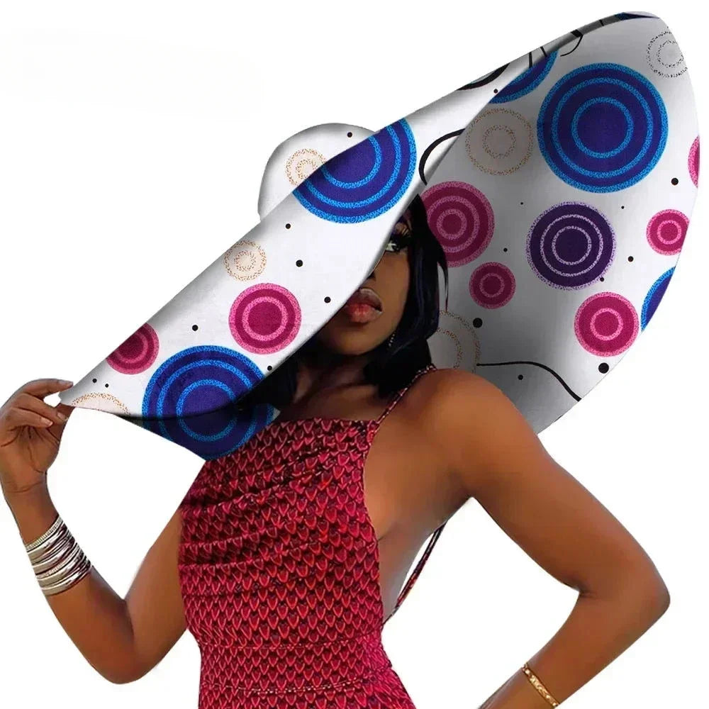 African Ankara Sun Hat - Women's Large Brim Summer Beach Hat