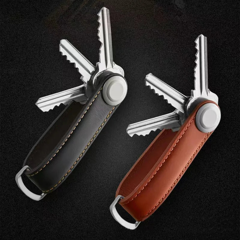 Leather Car Key Pouch – Wallet Case & Key Organizer with Chain for Smart Keys