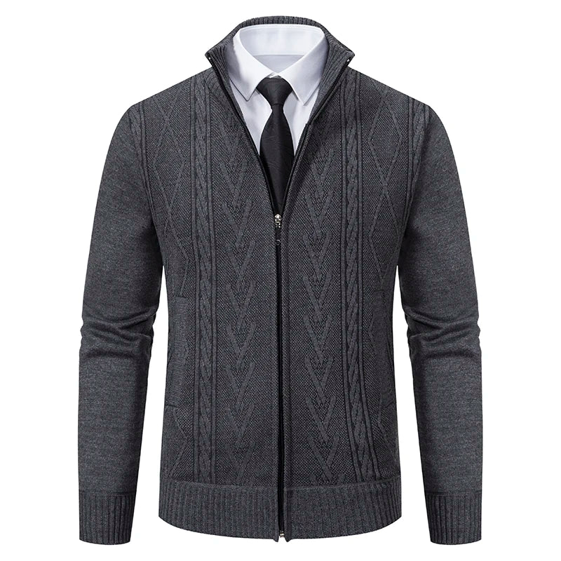 Men's Autumn Winter Cashmere Knit Sweater Coat - Padded Warm Casual Pullover Jacket