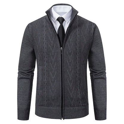Men's Autumn Winter Cashmere Knit Sweater Coat - Padded Warm Casual Pullover Jacket