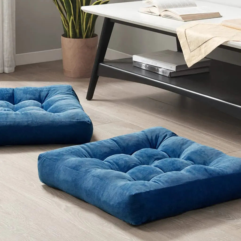 Square Floor Pillow Cushion – Thick Tufted Seat Pad for Meditation, Yoga, Kneeling, and Balcony Seating