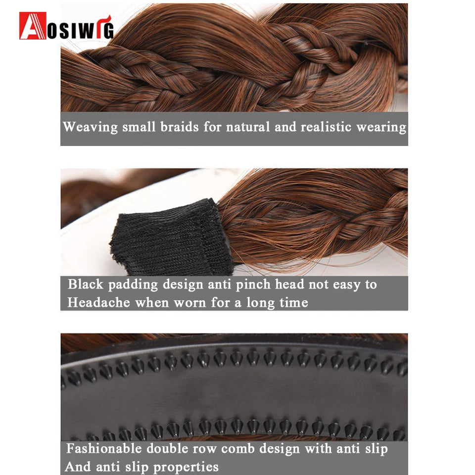 Synthetic Fishbone Braided Headband – Bohemian Plaited Hairpiece for Women Hairstyling