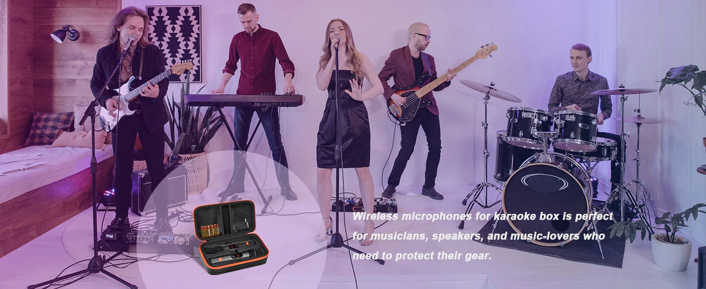 Portable EVA Wireless Microphone Carrying Case – Compatible with JBL Dual Mic System for Travel, Camping & Trips