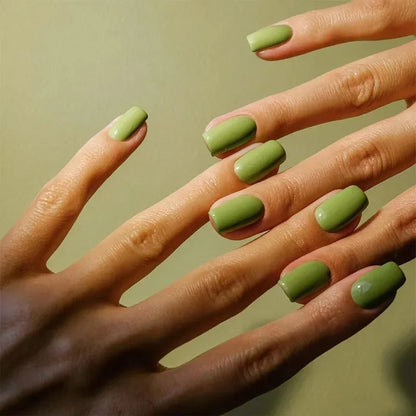Solid Color Press-On False Nails Set – Square Shape Wearable Nail Art Tips with Glue, Fashion Manicure Accessories (Wholesale)