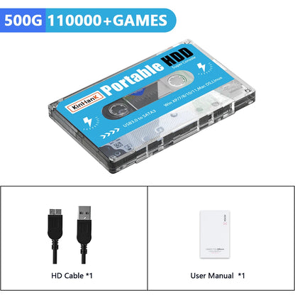 KINHANK Super Console 500GB Gaming HDD – 100,000 Games, 70 Emulators for DC/MAME/SS/NAOMI/PS2/PS1, Plug & Play with Batocera OS